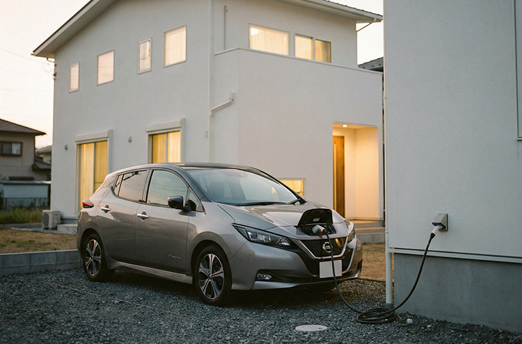 電気自動車（EV）については、今すぐ買う予定がなくても、駐車場に200V配管を先行しておくことを強くすすめています。
