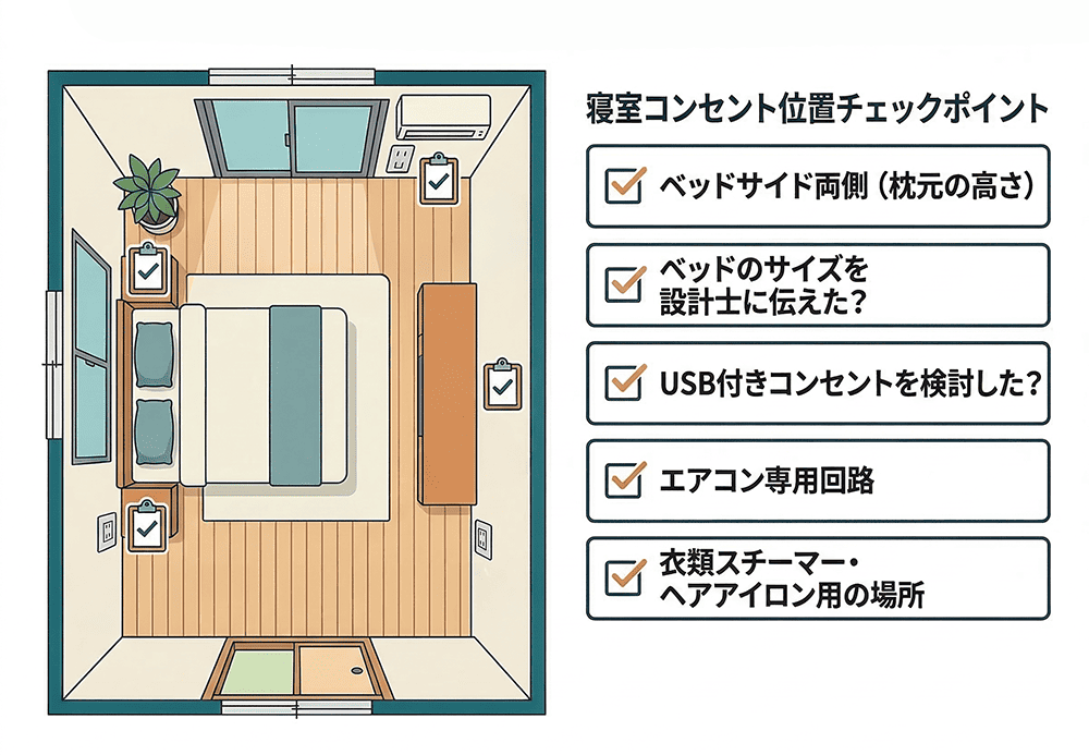 寝室コンセントの位置チェックポイント