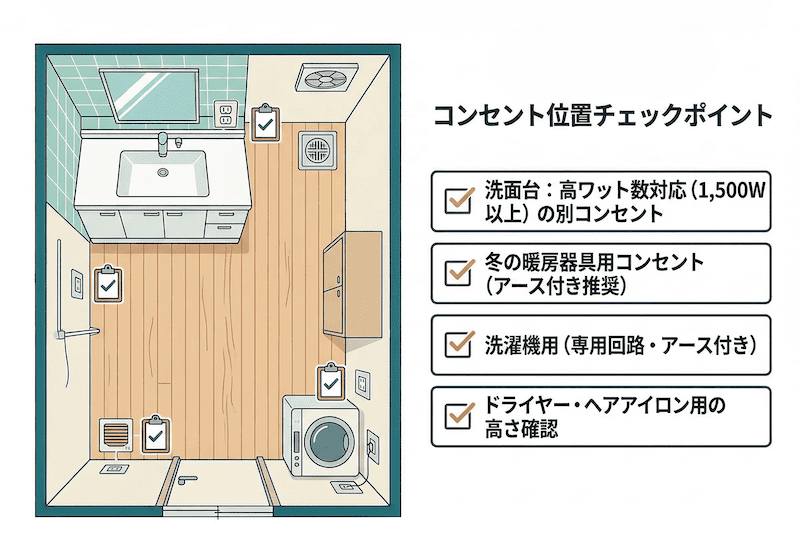 洗面脱衣所コンセントの位置チェックポイント