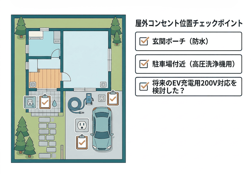 屋外・ガレージコンセントの位置チェックポイント