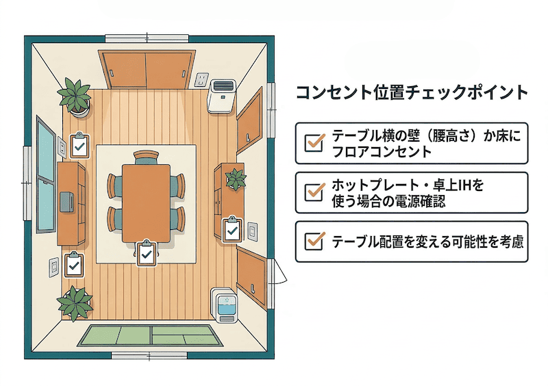 ダイニングコンセントの位置チェックポイント