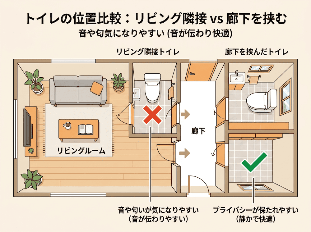 トイレとリビングの距離関係を示す図